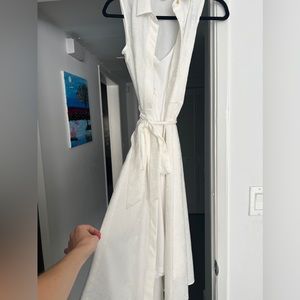 Calvin Klein White dress with white embroidered flowers.